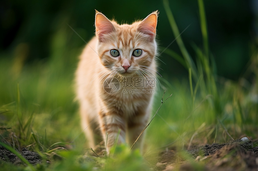 草地上的小橘猫高清图片下载-正版图片600762292-摄图网