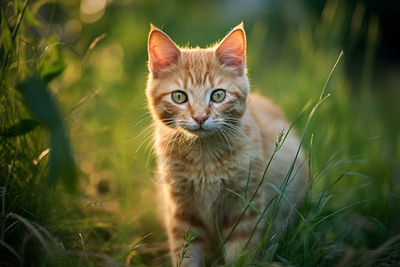 草地上可爱的小猫图片