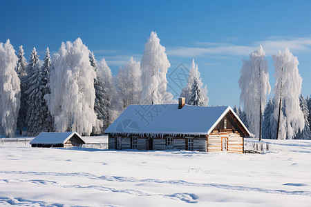 户外雪覆盖的房屋图片