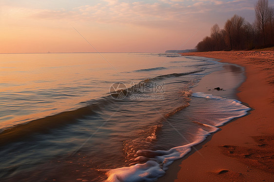 海滩上美丽的夕阳图片