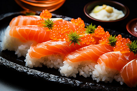 桌面上健康美味的寿司背景图片