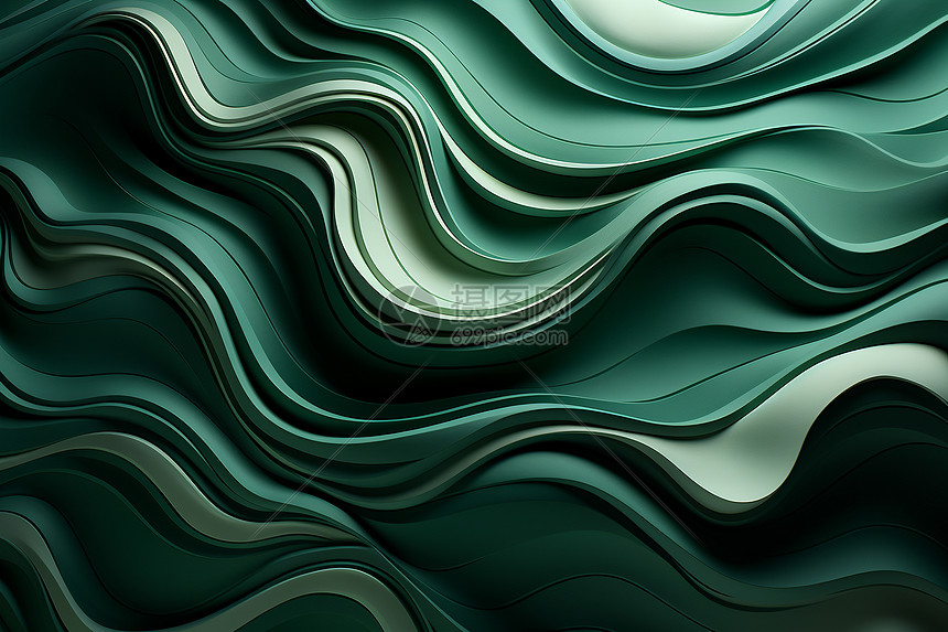 绿色流动的波纹图片