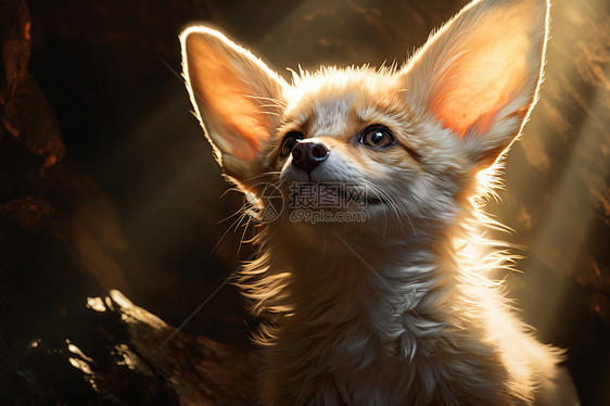 阳光下的野生小狐狸图片