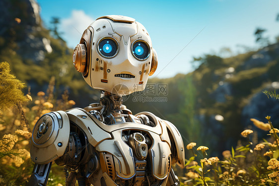 森林里的科技机器人图片