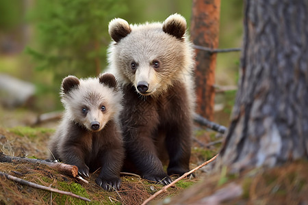 森林中野生的灰熊图片