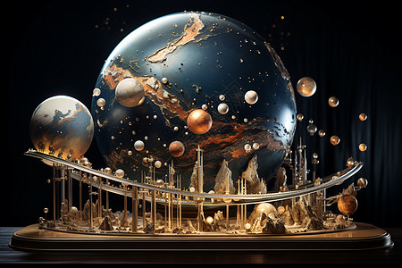 地球雕塑月球与地球的奇幻设计图片
