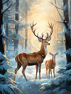 森林中的野鹿图片