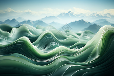 科技的绿色波浪背景图片