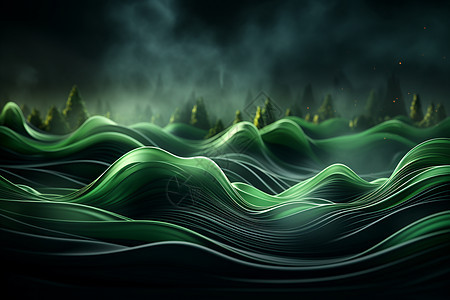 科技的绿色波浪纹理背景图片