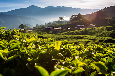 户外山丘上的茶园图片