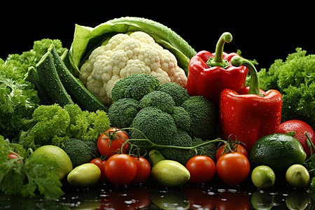 桌面上美味的蔬菜背景图片