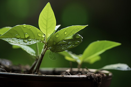 花盆里面盆栽的绿色植物图片