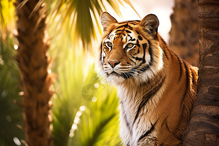 荒野中行走的老虎动物图片
