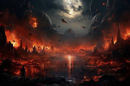 月光下的战火背景图片