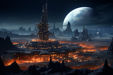 外星球建筑背景图片