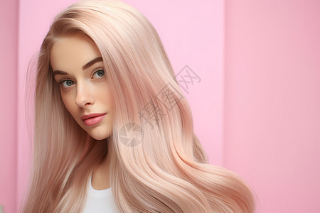淡粉色头发的姑娘背景图片