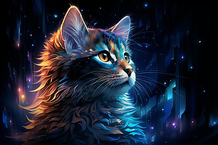 星空中的奇妙小猫图片