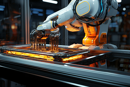 机器人在厂房中背景图片