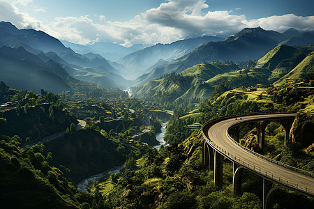 峡谷山路背景图片