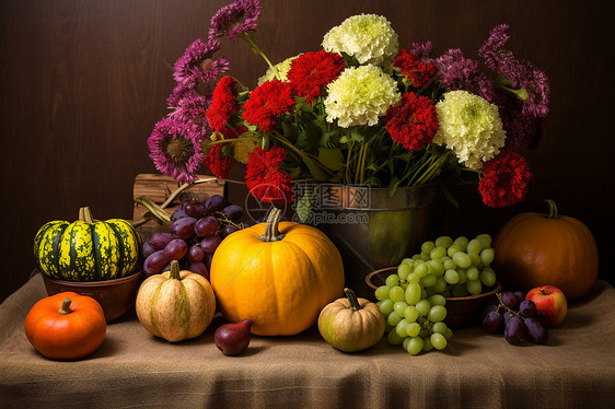 秋日鲜果花束图片