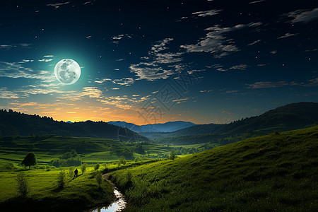 美丽的乡间夜景背景图片