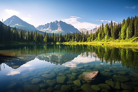 山岳湖泊背景图片