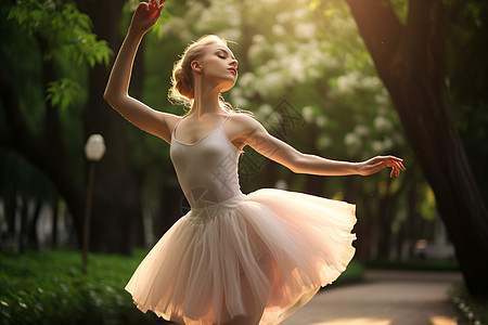 疯狂跳舞林间的芭蕾女孩背景