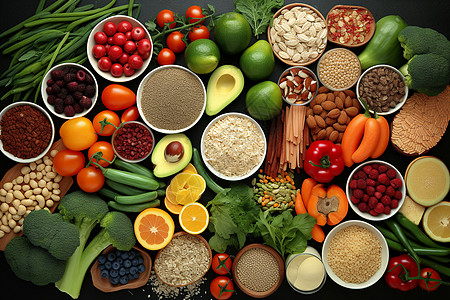 营养物质丰富多彩的蔬果背景