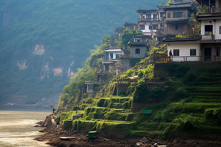 山水间的村落图片