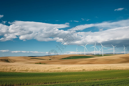 草原上的风力发电机背景图片