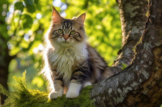 树枝上的猫咪图片