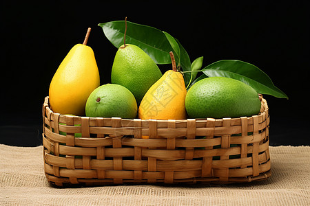 竹篮里的芒果背景图片