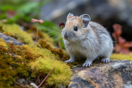 林间岩石上的美洲鼠图片