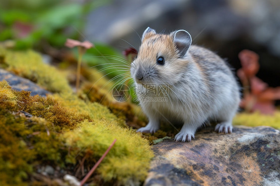 林间岩石上的美洲鼠图片