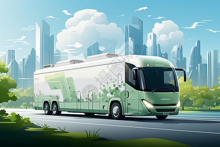 公路上的新能源公交概念图背景图片