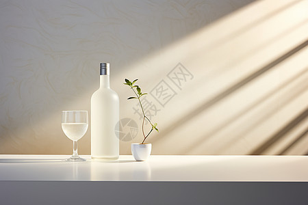 清新典雅的透明酒瓶背景图片