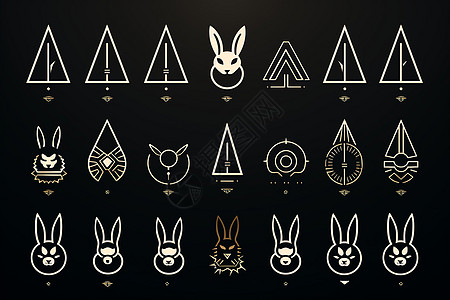 简洁现代的线性兔子图标图片