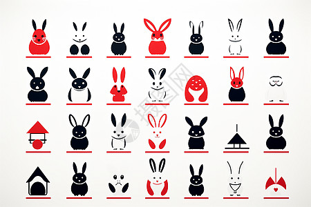 创意艺术的卡通小兔子图标图片