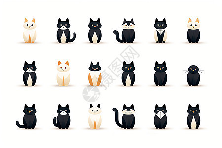 简约线性猫咪图标背景图片