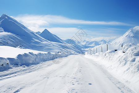 冰雪覆盖的山路图片