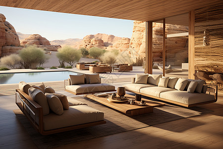 荒漠中的别墅概念图图片
