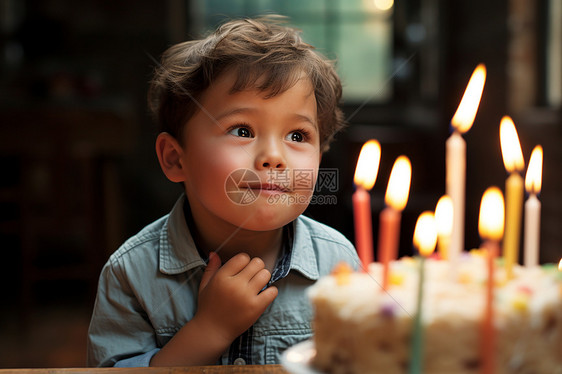 庆祝生日的纯真小男孩图片