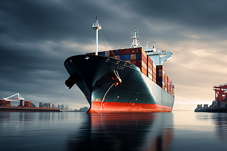 海上的商业运输货轮背景图片