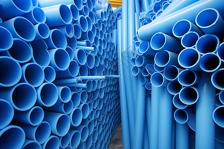 工厂中的蓝色塑料管道图片