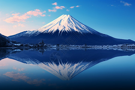 清晨美丽的富士山景观图片