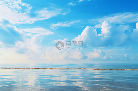 夏季海面上蔚蓝的天空图片