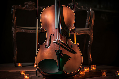 手工制作的木质小提琴图片
