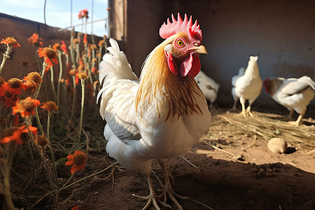 农场养殖的公鸡图片
