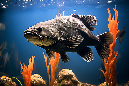 水族馆中观赏的鱼类背景图片