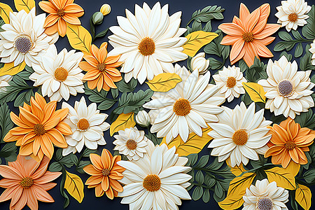 缤纷花卉的绘画背景图片